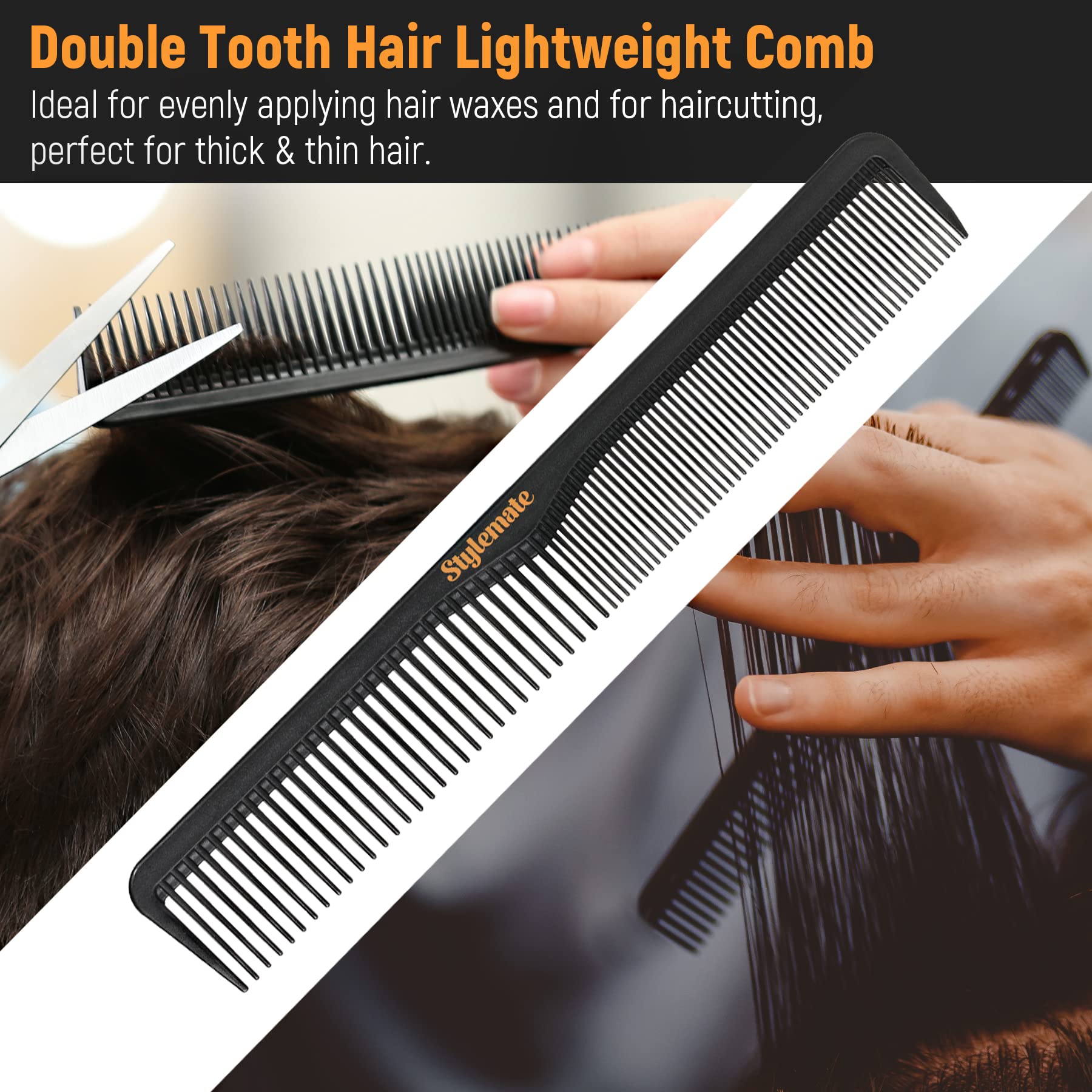 Stylemate Men's Hair Styling Combs and Brush Set - Roller Brush for Adding Volume, Pompadour, Slicked-back, Fauxhawk, Undercut Styling Combs