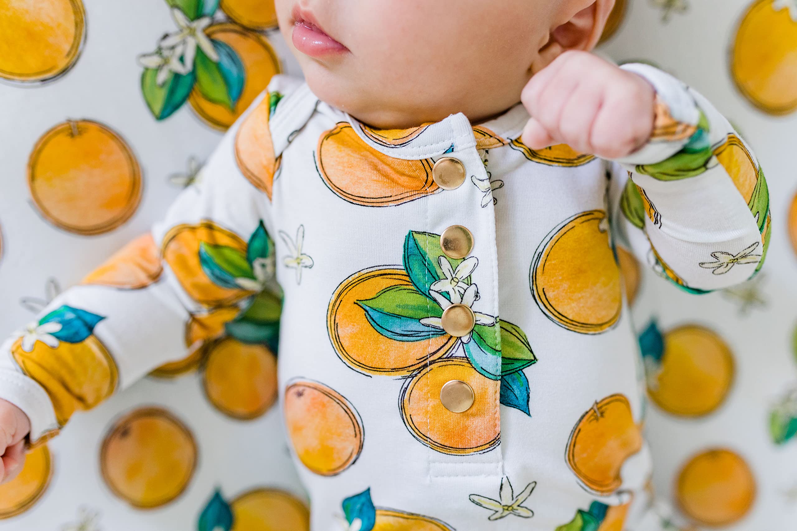 Orange Blossom Fitted Changing Pad Cover, Made from Viscose from Bamboo and Spandex Material, Fits Standard Changing Pad, by Florida Kid Co.