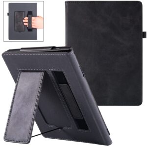 bozhuorui stand case for 7.8" onyx boox tab mini c/boox nova air2 epaper tablet - pu leather book folio sleeve cover with hand strap/pen holder and auto sleep/wake, rock black