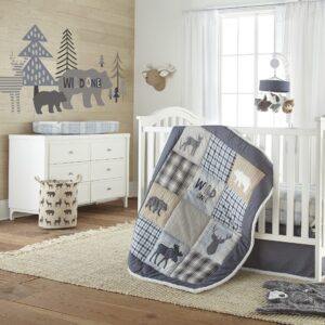 Levtex Baby - Logan Resuable Wall Decal - Bears, Deer, Trees - Grey, Taupe, Navy, Blue - Nursery Accessories - Size: 36 x 33 in.