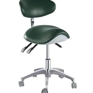 EustomA Standard Mobile Chair Saddle Doctor's Stool PU Leather Chair Dark Green