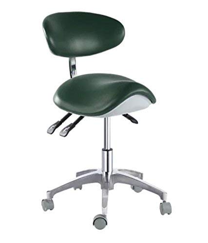 EustomA Standard Mobile Chair Saddle Doctor's Stool PU Leather Chair Dark Green