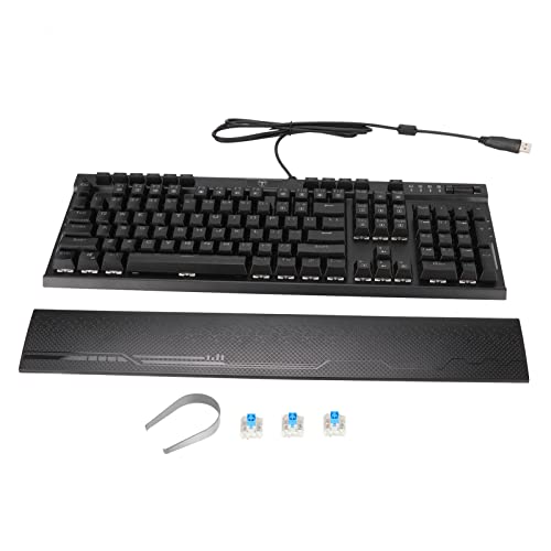 Mechanical Gaming Keyboard,RGB Backlit Gaming Keyboard,Wired Waterproof Macro Programming Keyboard,Blue Switch,Computer Laptop Desktop Keyboard with Wrist Pad