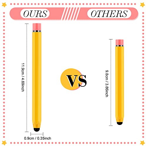 Konohan 12 Pcs Kids Stylus Pens for Touch Screens Hexagon Pencil Shaped Stylus Crayon Stylus Pen for Children Youth Girls Boys Compatible with iPhone Android Edition Tablet Universal Devices (Yellow)