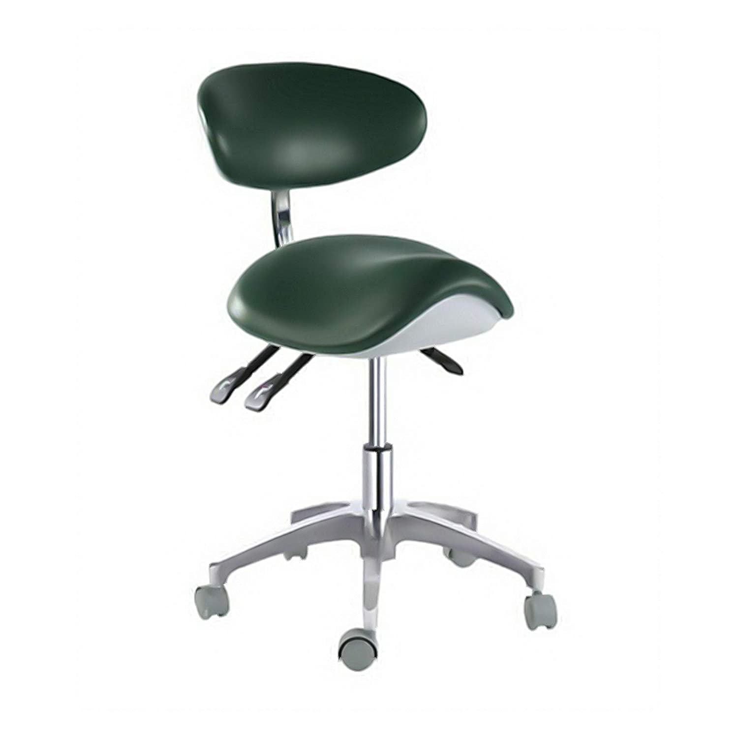 EustomA Standard Mobile Chair Saddle Doctor's Stool PU Leather Chair Dark Green