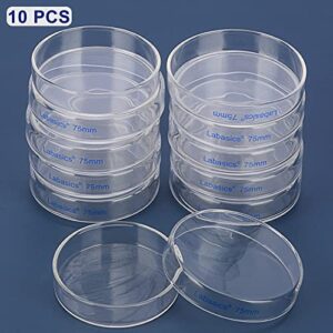 Labasics 10pk Glass Petri Dishes, 75x15 mm Autoclavable Borosilicate Glass Cell Culture Dishes Petri Dishes with Clear Lid for Laboratory