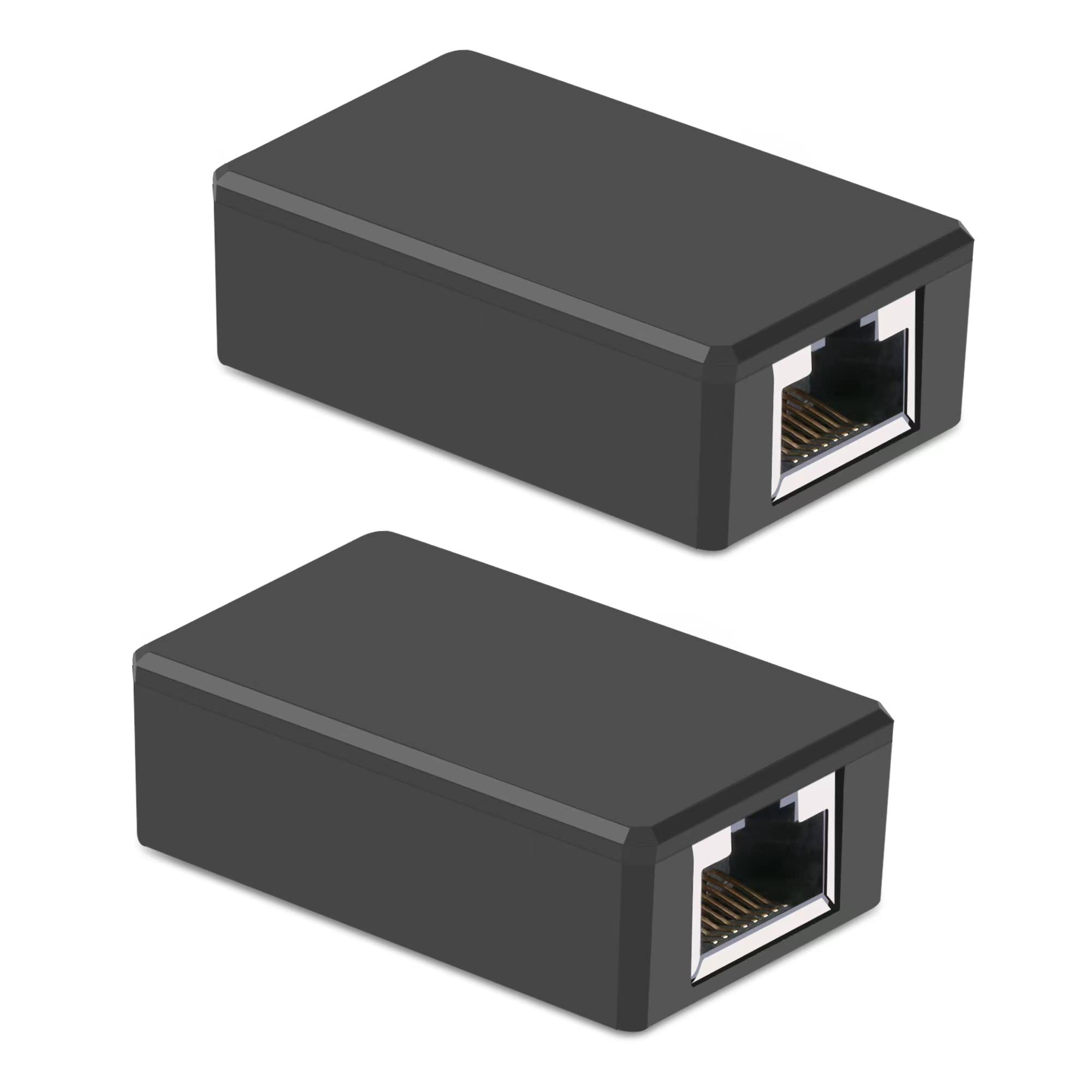 RJ45 Network Coupler, Ethernet Connectors, Ethernet Cable Extender Connector, Outdoor Arrester Protection Network Cable Extension Adapter - Female to Female (2 Pack)