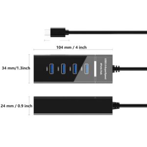 SHANFEILU USB 3.0 Hub Splitter USB Extender 4-Port Hub Data 5Gbps with 11.8'' Extended Cable & LED Indicator for PC,Mac,Flash Drive,Mobile HDD,Laptop,Printer