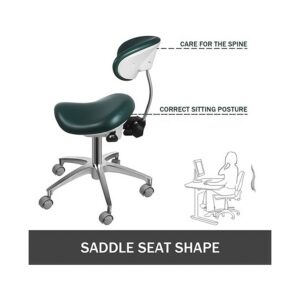 EustomA Standard Mobile Chair Saddle Doctor's Stool PU Leather Chair Dark Green