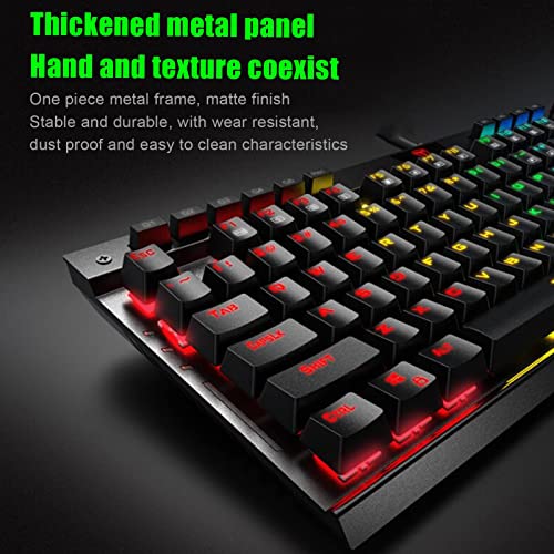 Mechanical Gaming Keyboard,RGB Backlit Gaming Keyboard,Wired Waterproof Macro Programming Keyboard,Blue Switch,Computer Laptop Desktop Keyboard with Wrist Pad