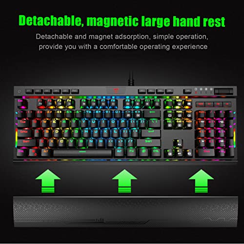 Mechanical Gaming Keyboard,RGB Backlit Gaming Keyboard,Wired Waterproof Macro Programming Keyboard,Blue Switch,Computer Laptop Desktop Keyboard with Wrist Pad