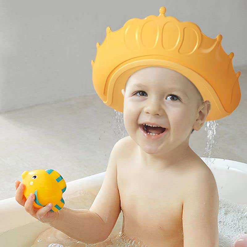 PandaEar Baby Shower Cap Hair Washing Hat| 2 Pack Waterproof Adjustable Silicone Bath Hat for Eye and Ear Protection| Cute Crown Shape