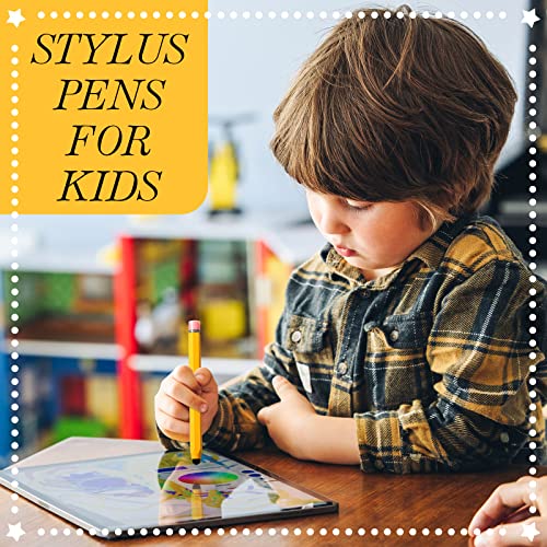 Konohan 12 Pcs Kids Stylus Pens for Touch Screens Hexagon Pencil Shaped Stylus Crayon Stylus Pen for Children Youth Girls Boys Compatible with iPhone Android Edition Tablet Universal Devices (Yellow)