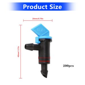 CDIYTOOL 200 Pcs 2 GPH Drip Irrigation Emitters, 8L/H Garden Flag Irrigation Dripper Inline Water Drippers Emitter Sprinkler Drippers System Parts Connect 4mm/7mm Hose for Trees and Shrubs, Blue