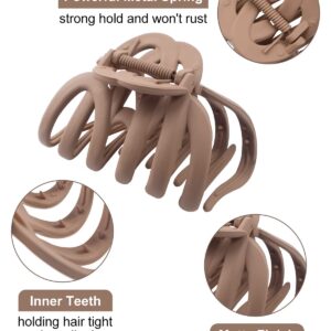 4 Pieces 3.5'' Large Octopus Claw Clips for Thick Long Hair, Big Hair Clips for Women, Strong Hold Hair Claw Clips, Matte Non-slip Jaw Hair Clips (Neutral Color)