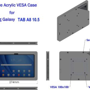 TABcare Security Anti-Theft Acrylic VESA Enclosure for Samsung Galaxy TAB A8 10.5 with Wall Mount Kit (Black, TAB A8 10.5)