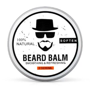 beard balm, conditioning beard balm for men, softens smoothing refreshing beards mustache, beard conditioner wax beard cream with shea butter, tea tree, jojoba oils 2 ounce