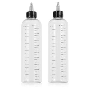 driew Applicator Bottles for Hair, 16.9oz Hair Squeeze Bottle Twist-On Top Tip Cap with Ratio Graduated Scale Color Applicator Bottle Hair Dye Bottle Pack of 2