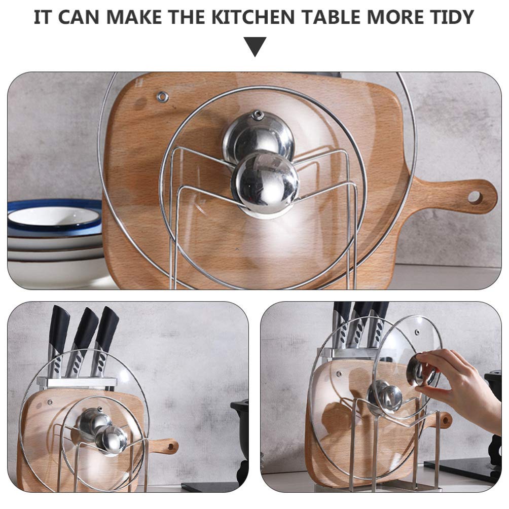 UPKOCH Block Kitchen Utensil Holder Stainless Steel Organizer Cutting Board Pot Pan Lid Holder Cutlery Storage Rack Kitchenware Organizer For Kitchen Home Dining