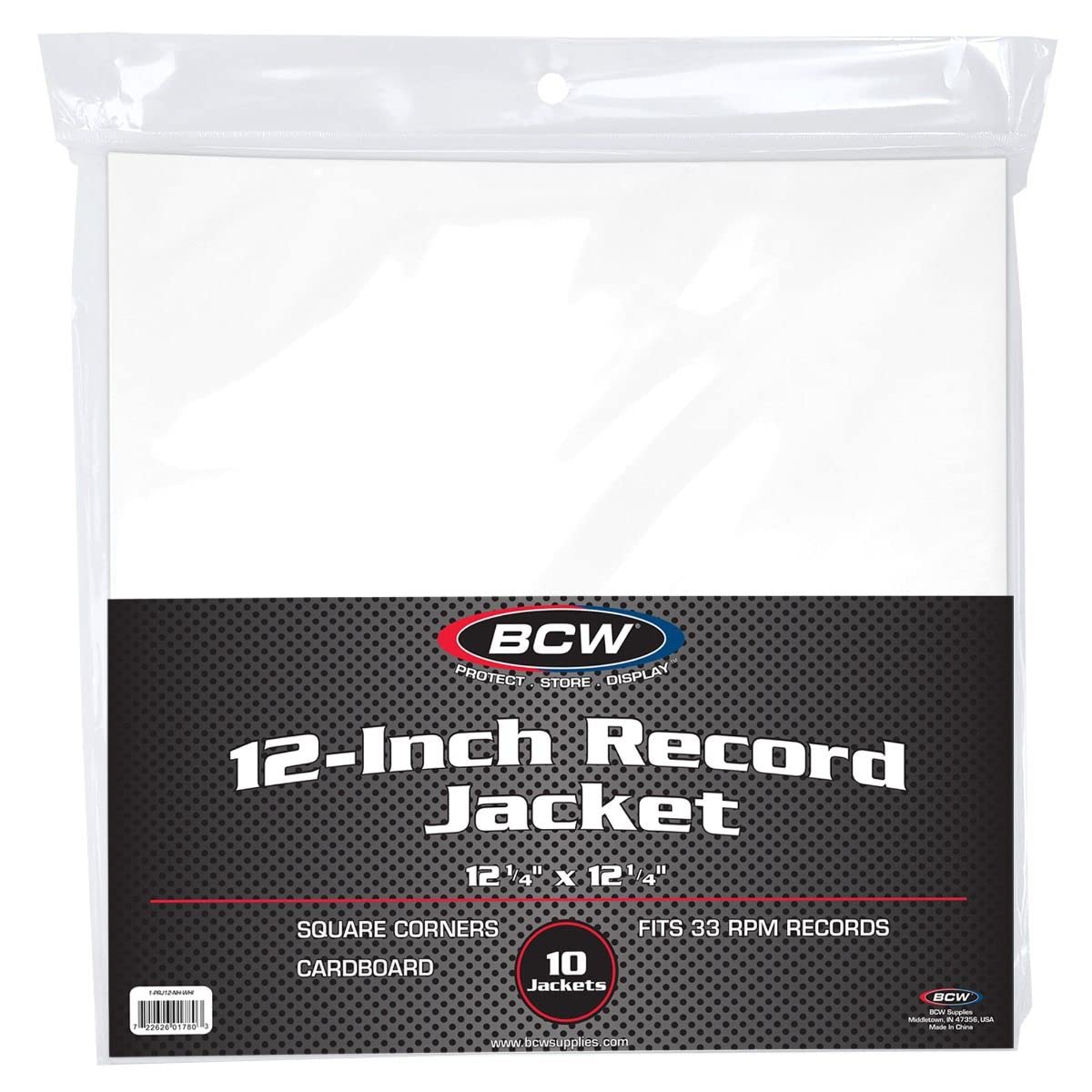 BCW White Cardboard Record Jacket 12-Inch | Protects 33⅓ RPM Vinyl Records | Heavy 20-Point Acid-Free Cardboard | Blank LP Sleeves | Durable Outer Jackets | 10 Pack