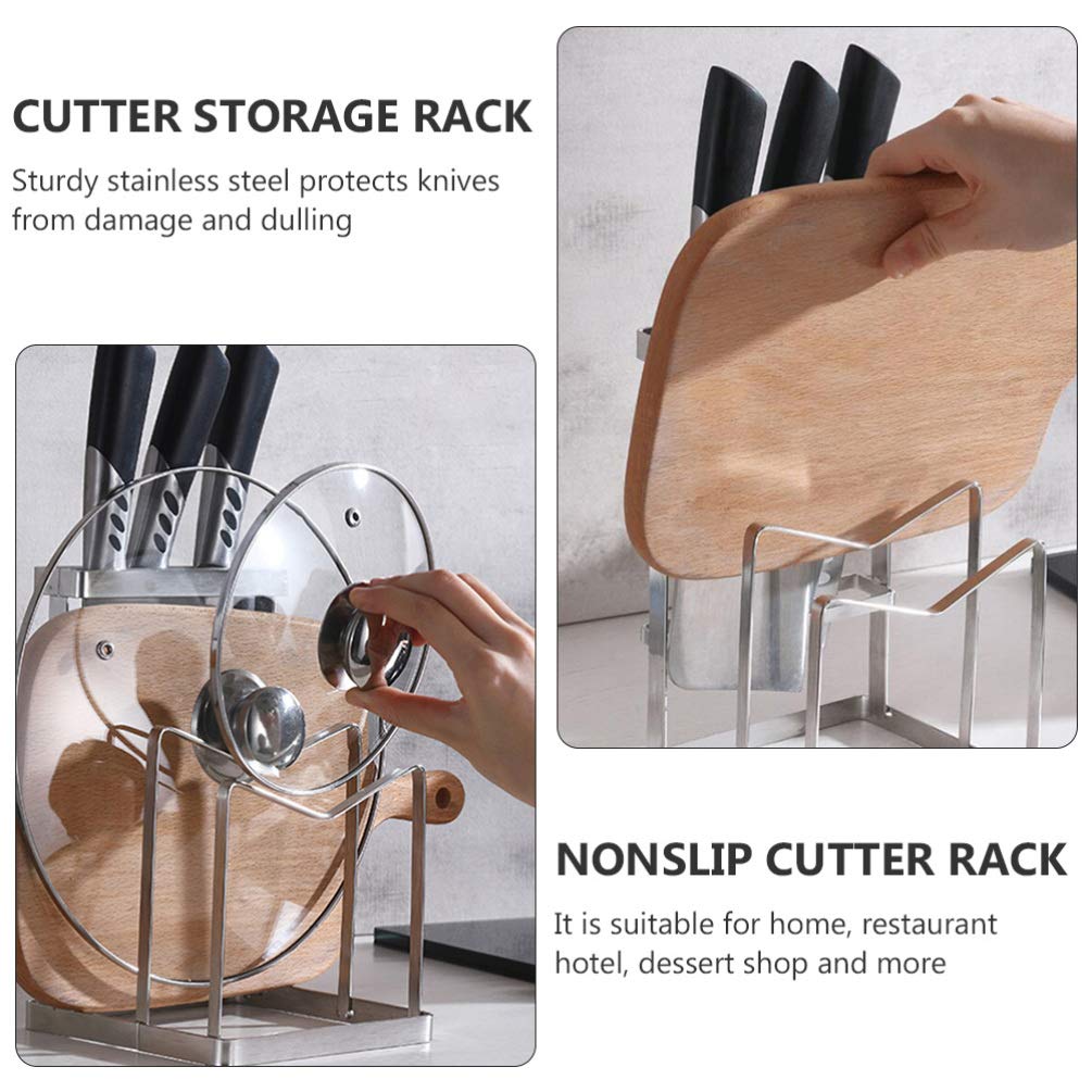 UPKOCH Block Kitchen Utensil Holder Stainless Steel Organizer Cutting Board Pot Pan Lid Holder Cutlery Storage Rack Kitchenware Organizer For Kitchen Home Dining