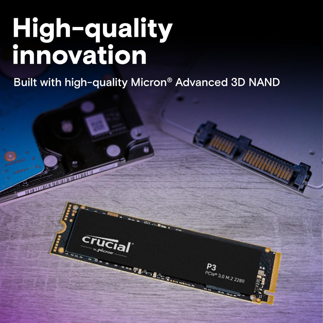 Crucial P3 500GB PCIe Gen3 3D NAND NVMe M.2 SSD, up to 3500MB/s - CT500P3SSD8