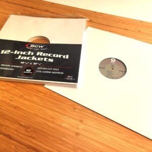 BCW Cardboard 12" Vinyl Record Jackets with Hole -White | Durable 20-Point White Cardstock | Protects 33⅓ RPM Vinyl LPs | Acid-Free | Easy Label Viewing | Ideal for DJs & Collectors