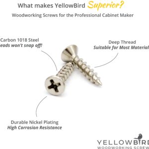 Yellowbird #6 x 3/4" European Concealed Hinge Screw - Flat Head Phillips - Nickel Wood - Bit Included - 1000 Ct.