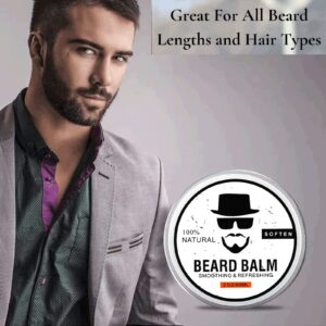 Beard Balm, Conditioning Beard Balm for Men, Softens Smoothing Refreshing Beards Mustache, Beard Conditioner Wax Beard Cream with Shea Butter, Tea Tree, Jojoba Oils 2 ounce