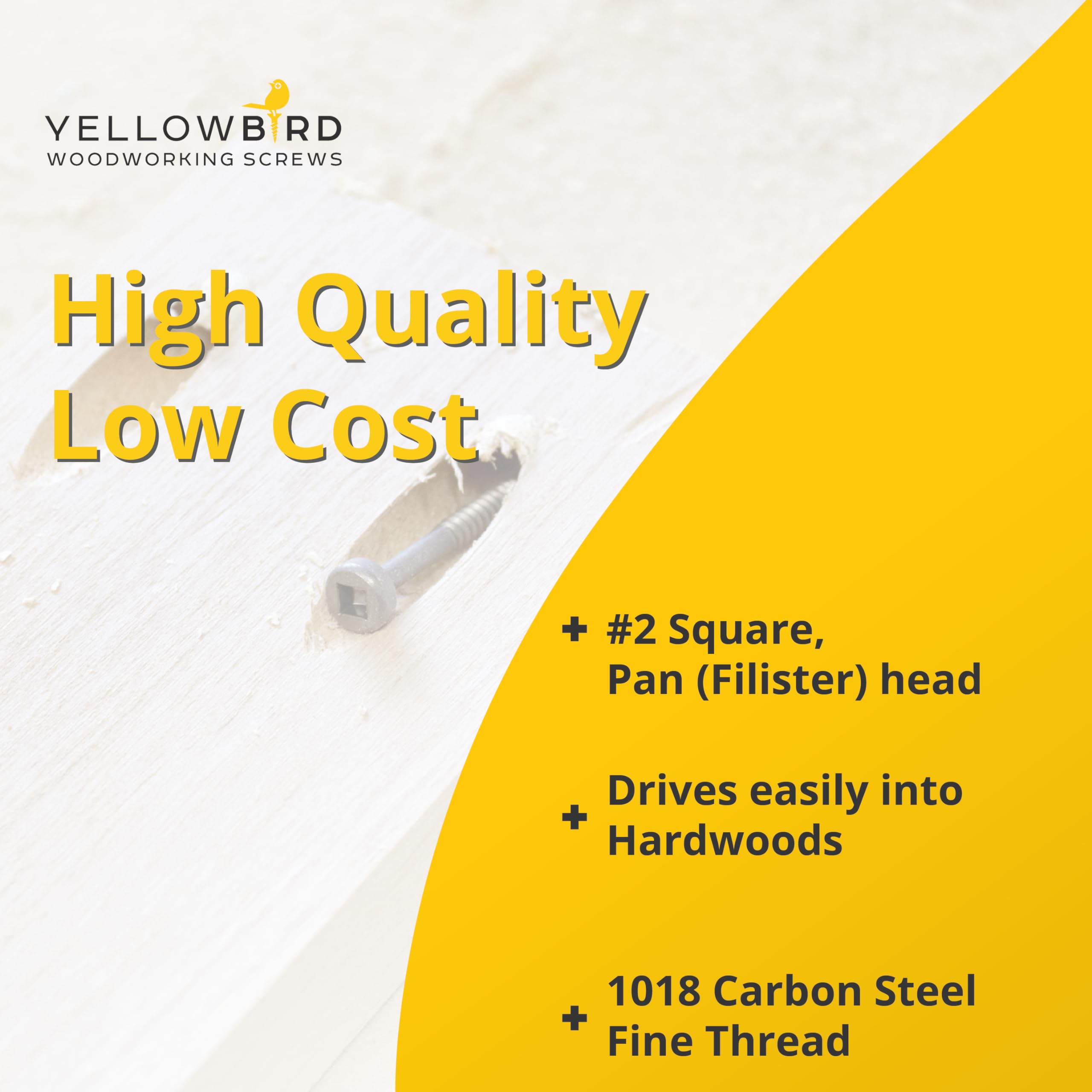 Yellowbird #6 x 1-1/4 Pan Head - Square Plain Lube - Fine Thread - Type 17 Pocket Screw - Bit Included - 800 Ct.