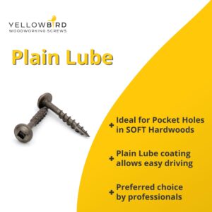 Yellowbird #8 x 1-1/4 Round Washer Head - Square Plain Lube - Extra Coarse Thread - Type 17 Pocket Screw - Bit Included - 700 Ct.