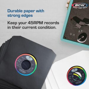 BCW 7 Inch Vinyl Record Paper Inner Sleeves - Angle Cut Corners - White | Pack of 50 | Protective LP Album Sleeves for Vinyl Storage and Preservation | Compatible with 45 RPM Album