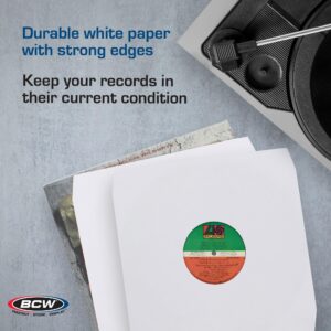 BCW 12 Inch Vinyl Record Paper Inner Sleeves - Angle Cut Corners - White | Pack of 50 | Protective LP Album Sleeves for Vinyl Storage and Preservation | Compatible with 33⅓ RPM Albums