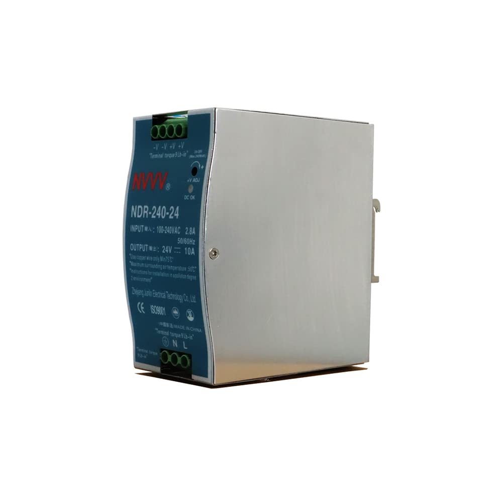 NVVV NDR-240-24 24V 10 Amp 240W Industrial DIN Rail Power Supply Input Voltage 100 to 240 with PFC