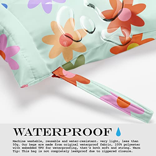 zcyxuuw Wet Bag, Wet Dry Bag, Wet Bag for Swimsuit, Travel, Beach, Pool, Diapers, Dirty Yoga Gym Clothes, Toiletries, Makeup Bag, Waterproof Reusable Cute Daisy Floral Flower