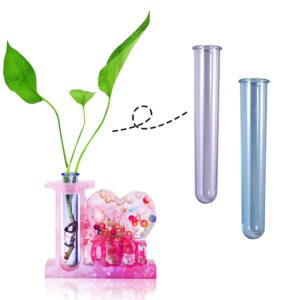 FineInno 9 Pcs Test Tubes, Plastic Plant Propagation Station Silicone Molds Transparent Tubes, Flowers Acrylic Test Tubes Round for Casting Mold