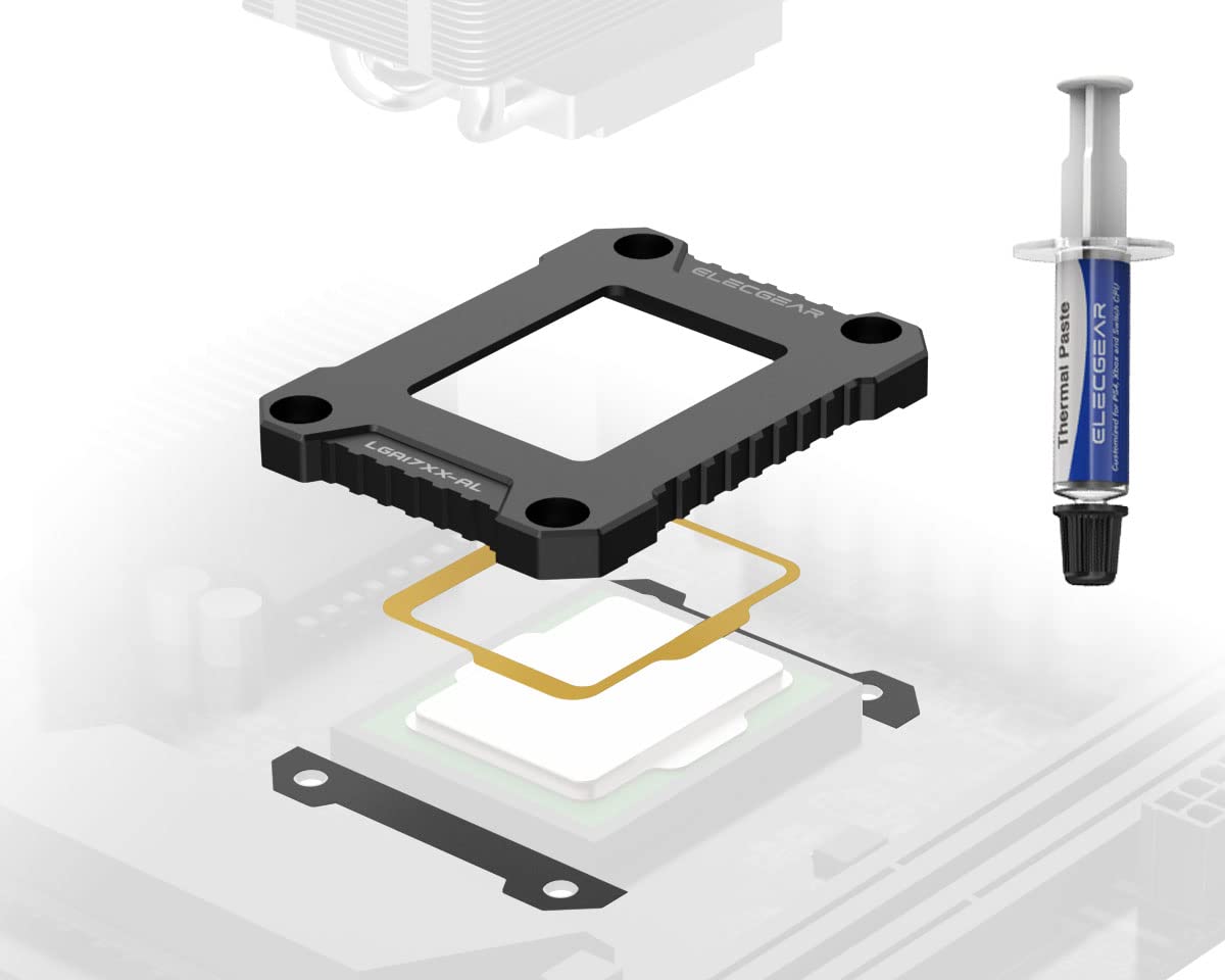 ElecGear Anti-Bending Contact Frame for Intel 13th and 12th CPU, Aluminum Mod ILM for LGA1700 Socket, Replacement CPU Retrofit Mount Kit Fixing Buckle and Thermal Paste