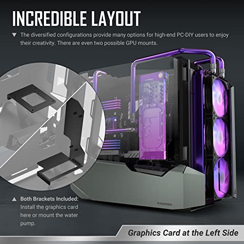 Nautica Antec Supreme Series Cannon, 2 Individual Liquid Cooling Systems, GPU Front & Side Mount, 3 x 360mm Radiators, Type-C & USB3.0, Snap-in Side Panel, Full Tower E-ATX Gaming Case, Black