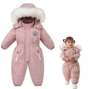 aikssoo kids baby one piece snowsuits overalls ski suits jackets coats jumpsuits winter outdoor snowboarding pink