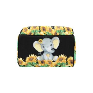 Personalized Yellow Sunflower Elephant Diaper Bags Backpack Custom Name Daypack Large Mommy Bag for Teen Girl Boy Student