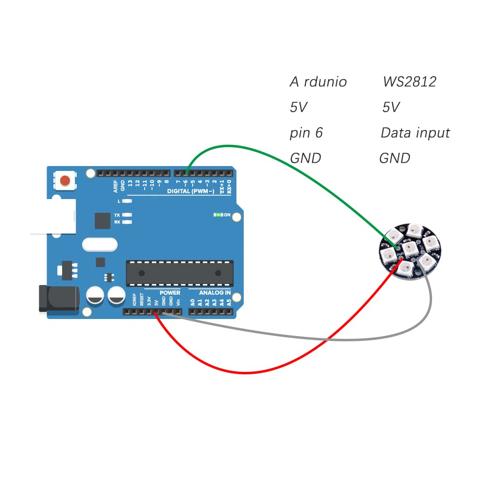 DIYmall 7 X WS2812B RGB LED Rings 7 Bits 5050 Lamp Light with Integrated Drivers, Full Color, Individually Addressable for Arduino ESP8266 Raspberry Pi ESP32 (Pack of 5pcs)