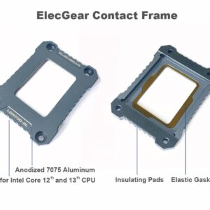 ElecGear Anti-Bending Contact Frame for Intel 13th and 12th CPU, Aluminum Mod ILM for LGA1700 Socket, Replacement CPU Retrofit Mount Kit Fixing Buckle and Thermal Paste