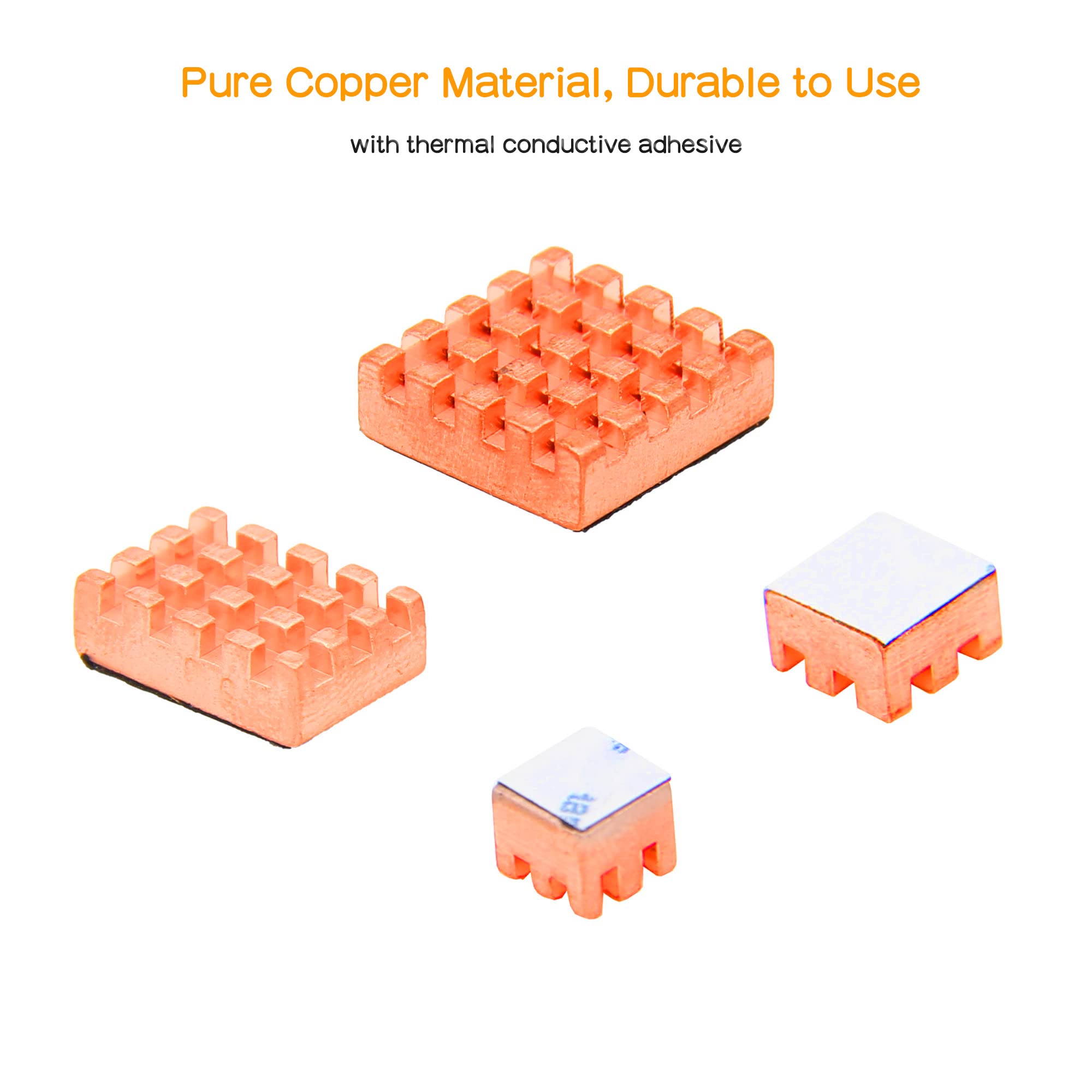 Geekworm Heatsink CPU Cooler for Raspberry Pi, 8PCS Copper Heatsinks with Thermal Conductive Adhesive Compatible with Raspberry Pi/Orange Pi/Rock Pi/Tinker Board/PCB Board CPU Chip