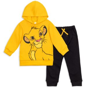 disney lion king simba infant baby boys fleece pullover hoodie and pants outfit set yellow/black 18 months