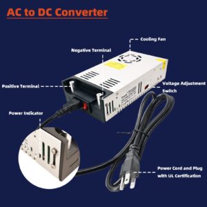 Yaheeda New Version Converter, 110V AC to 12V DC Converter Power Supply 12V 600W 50A DC Switch Transformer for RV,Pump,LED Strip, LCD Monitor