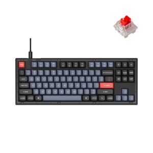 keychron v3 wired custom mechanical keyboard, tkl tenkeyless qmk/via programmable macro with hot-swappable keychron k pro red switch compatible with mac windows linux (frosted black-translucent)