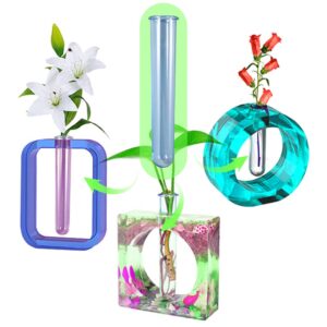 FineInno 9 Pcs Test Tubes, Plastic Plant Propagation Station Silicone Molds Transparent Tubes, Flowers Acrylic Test Tubes Round for Casting Mold