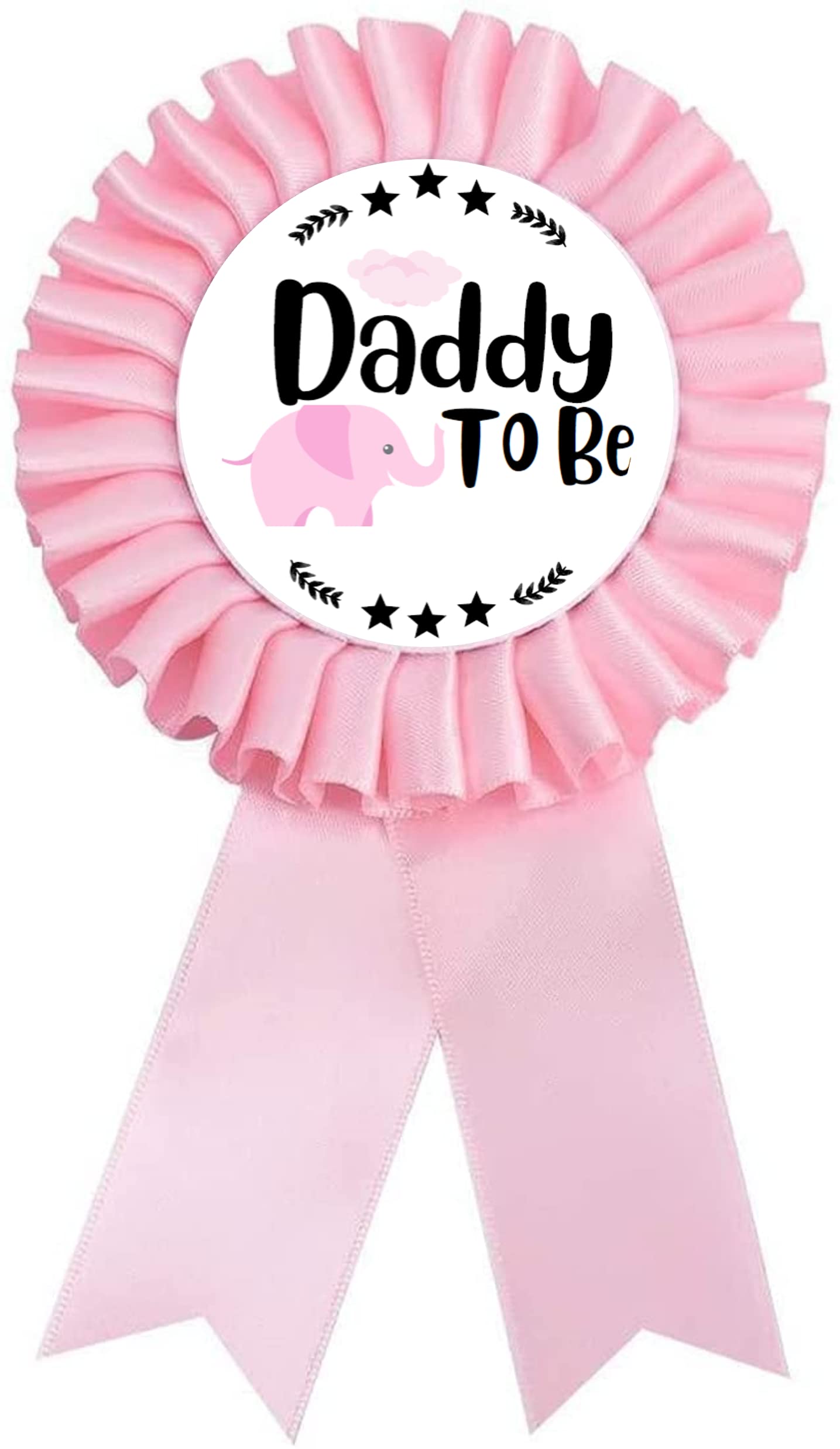 HAPPYLAND Baby Girl Shower Decorations Pink Baby Elephant Set Tinplates Badge Mommy to Be and Daddy to Be Baby Shower