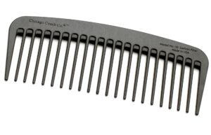 chicago comb model 10 carbon fiber, compact wide-tooth comb, made in usa, anti-static, 5 inches (12.7 cm) long