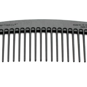 Chicago Comb Model 10 Carbon Fiber, Compact Wide-Tooth Comb, Made in USA, Anti-Static, 5 Inches (12.7 cm) Long